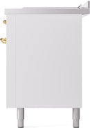 ILVE Nostalgie II 60-Inch Natural Gas Dual Fuel Range with 7 Burners, Griddle, & French Top with Triple Glass Door Oven in White with Brass Trim (UP60FSNMPWHG)
