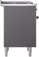 ILVE Nostalgie II 36-Inch Freestanding Natural Gas Dual Fuel Range in Matte Graphite with Bronze Trim (UP36FNMPMGB)