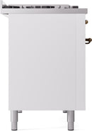 ILVE Nostalgie II 48-Inch Freestanding Natural Gas Dual Fuel Range in White with Bronze Trim (UP48FNMPWHB)