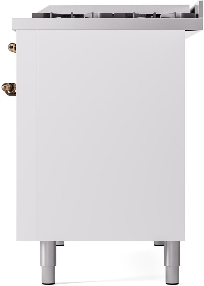 ILVE Nostalgie II 48-Inch Dual Fuel Freestanding Range in White with Bronze Trim (UP48FNMPWHB)