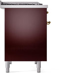 ILVE Nostalgie II 40-Inch Dual Fuel Freestanding Range in Burgundy with Brass Trim (UPD40FNMPBUGLP)