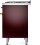 ILVE Nostalgie II 40-Inch Freestanding Natural Gas Dual Fuel Range in Burgundy with Brass Trim (UPD40FNMPBUG)