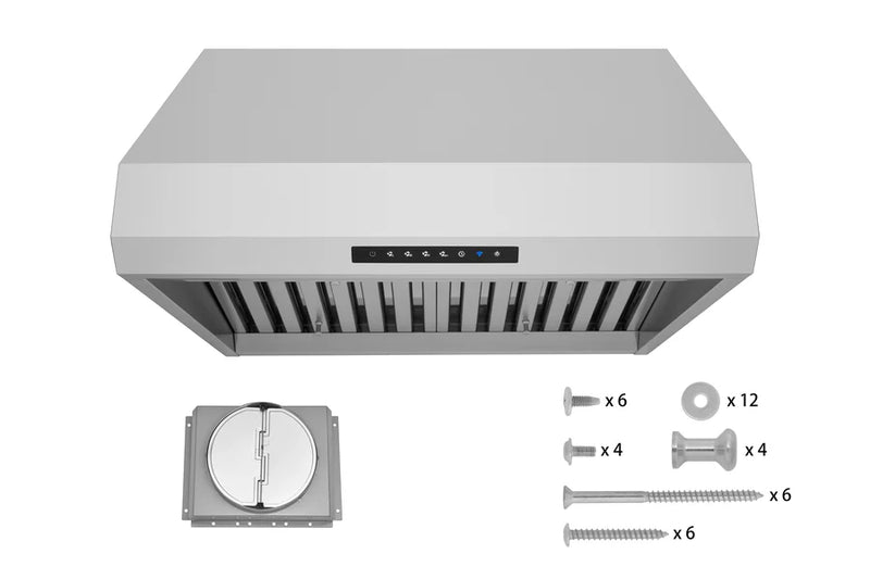 Hauslane 36-Inch 1000 CFM Pro-Style Under Cabinet and Wall Mount Range Hood in Stainless Steel (PRO500SS-36)