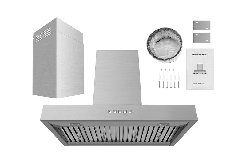 Hauslane 30-Inch 537 CFM Convertible Wall Mount Range Hood in Stainless Steel (WM-730SS-30)