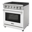 Kostch 30-Inch Gas Range with 5 Burners & 4.55 Cu. Ft. Convection Oven in White (KOS-30RG03M-W)