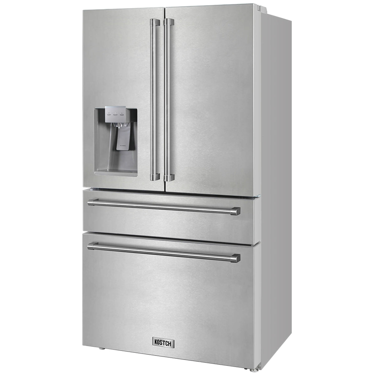 Stainless steel top-freezer counter-depth refrigerator with ice and water dispenser