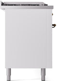 ILVE Nostalgie II 60-Inch Natural Gas Dual Fuel Range with 7 Burners, Griddle, & French Top with Triple Glass Door Oven in White with Bronze Trim (UP60FSNMPWHB)