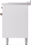 ILVE Nostalgie II 60-Inch Propane Gas Dual Fuel Range with 7 Burners, Griddle, & French Top with Triple Glass Door Oven in White with Bronze Trim (UP60FSNMPWHBLP)