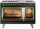 ILVE Nostalgie II 48-Inch Dual Fuel Freestanding Range in Emerald Green with Bronze Trim (UP48FNMPEGBLP)