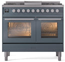 ILVE Professional Plus II 40-Inch Freestanding Natural Gas Dual Fuel Range with 6 Sealed Burner in Blue Grey (UPD40FWMPBG)