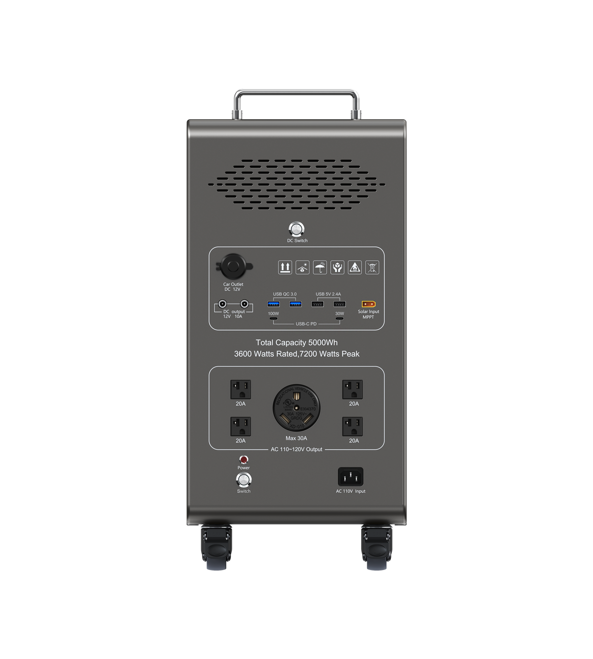 Dory Power Sentry PRO Portable Solar Generator, 5000Wh LiFePO4 Battery, 120V 3600W AC Output