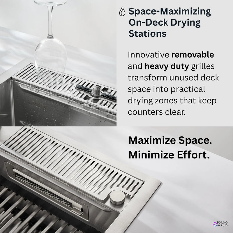 Forno Acqua 45-Inch Drop-In/Undermount 3-Level Workstation Sink with Two Faucets & Glass Rinser (J-WP31)