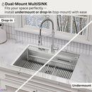 Forno Acqua 33-Inch Drop-In/Undermount 3 Level Workstation Sink with Faucet, Waterfall & Glass Rinser (E-ZP30)