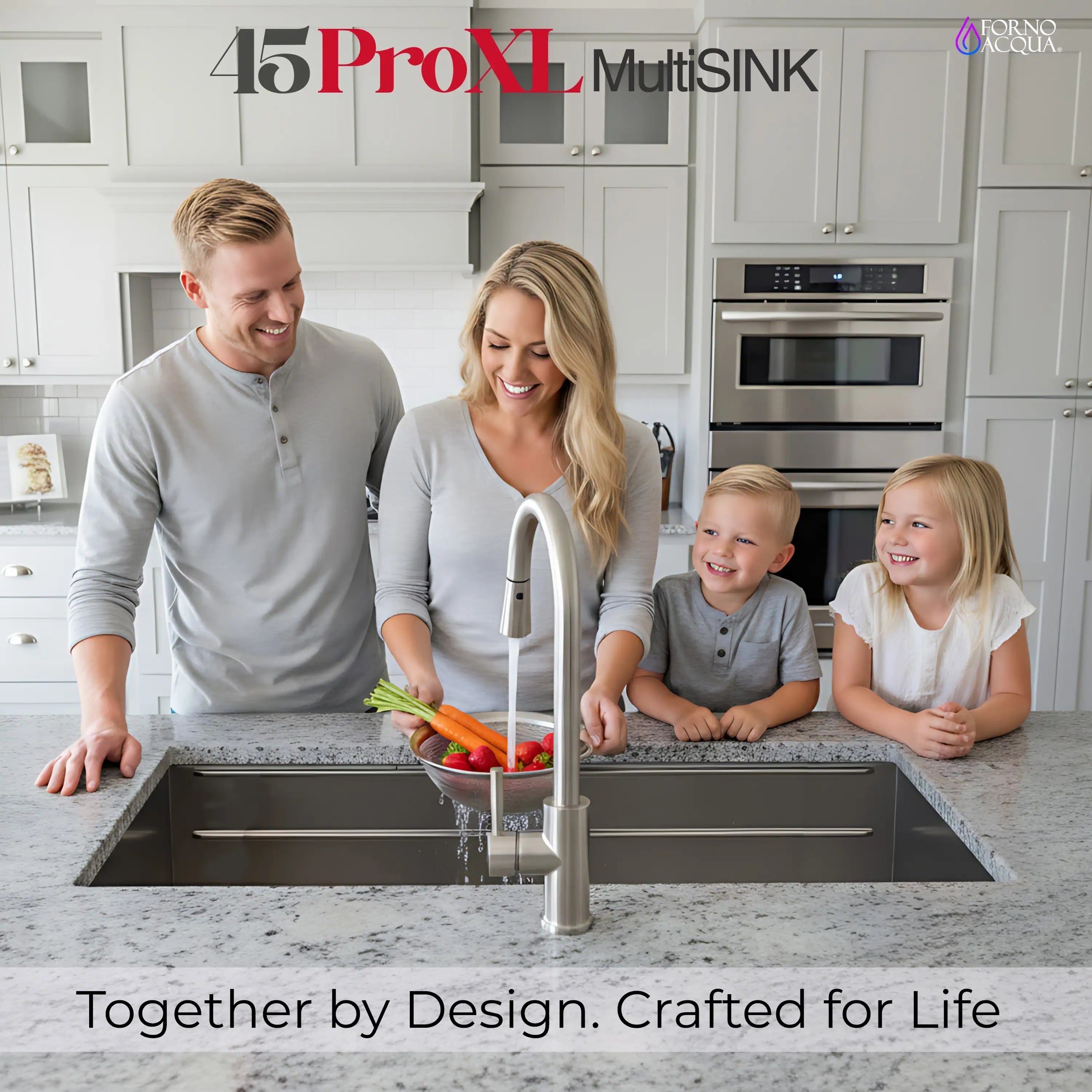 3-level stainless undermount workstation sink with faucet, MultiSINK setup