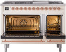 ILVE Nostalgie II 48-Inch Freestanding Natural Gas Dual Fuel Range in Antique White with Copper Trim (UP48FNMPAWP)