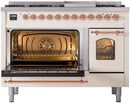 ILVE Nostalgie II 48-Inch Freestanding Natural Gas Dual Fuel Range in Antique White with Copper Trim (UP48FNMPAWP)