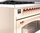 ILVE Nostalgie II 48-Inch Dual Fuel Freestanding Range in Antique White with Copper Trim (UP48FNMPAWPLP)