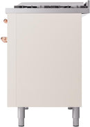 ILVE Nostalgie II 48-Inch Freestanding Natural Gas Dual Fuel Range in Antique White with Copper Trim (UP48FNMPAWP)