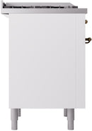 ILVE Nostalgie II 36-Inch Freestanding Natural Gas Dual Fuel Range in White with Bronze Trim (UP36FNMPWHB)