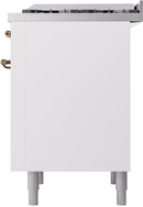 ILVE Nostalgie II 36-Inch Freestanding Natural Gas Dual Fuel Range in White with Bronze Trim (UP36FNMPWHB)