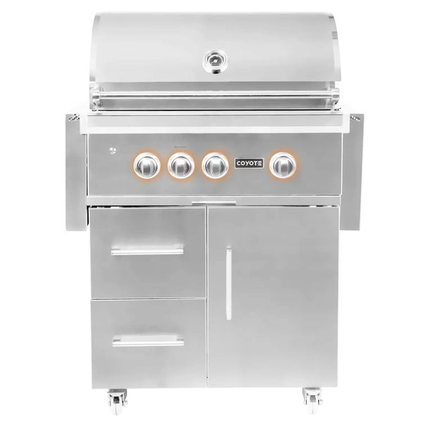 Coyote S-Series 30-Inch 3 Burner Freestanding Natural Gas Grill with RapidSear Infrared Burner & Rotisserie (C2SL30NG-FS)