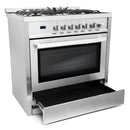 Cosmo 4-Piece Appliance Package - 36-Inch Gas Range, Under Cabinet Range Hood, Dishwasher and Refrigerator with Water Dispenser in Stainless Steel (COS-4PKG-627)