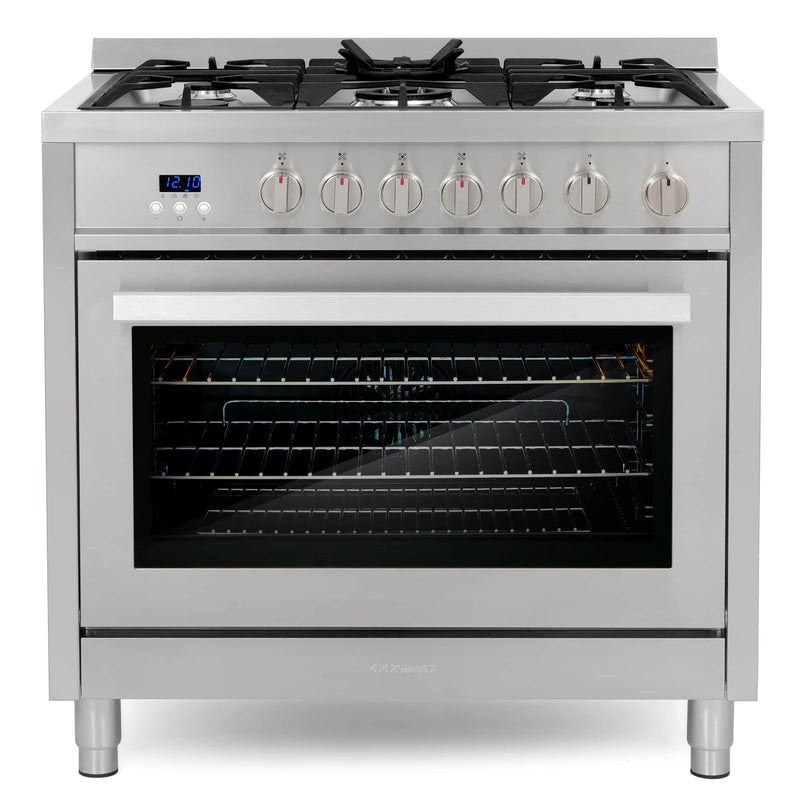 Cosmo 36-Inch 3.8 Cu. Ft. Single Oven Gas Range with 5 Burner Cooktop in Stainless Steel (COS-965AGFC)