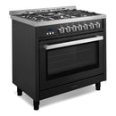 Cosmo 36-Inch Professional Style Gas Range with 5 Gas Burners and 3.8 Cu. Ft. Convection Oven in Matte Black with Stainless Steel Trim (COS-965AGFC-BKS)