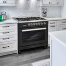 Cosmo 36-Inch Professional Style Gas Range with 5 Gas Burners and 3.8 Cu. Ft. Convection Oven in Matte Black with Stainless Steel Trim (COS-965AGFC-BKS)