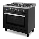 Cosmo 36-Inch Professional Style Gas Range with 5 Gas Burners and 3.8 Cu. Ft. Convection Oven in Matte Black with Stainless Steel Trim (COS-965AGFC-BKS)