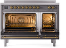 ILVE Nostalgie II 48-Inch Limited Edition Induction Range in Matte Graphite with Brass Trim (UPI486NMPMGG)