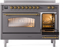 ILVE Nostalgie II 48-Inch Limited Edition Induction Range in Matte Graphite with Brass Trim (UPI486NMPMGG)