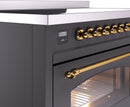 ILVE Nostalgie II 48-Inch Limited Edition Induction Range in Matte Graphite with Brass Trim (UPI486NMPMGG)