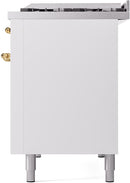 ILVE Nostalgie II 48-Inch Dual Fuel Freestanding Range in White with Brass Trim (UP48FNMPWHG)