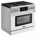 Kostch 36-Inch Tilt Panel Gas Range with 6 Sealed Burners & 6 Cu. Ft. Convection Oven in White (KOS-36RG07T-W)