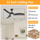 Parrot Uncle 52-Inch Industrial DC Motor Downrod Mount Reversible Ceiling Fan with LED Lighting and Remote Control
