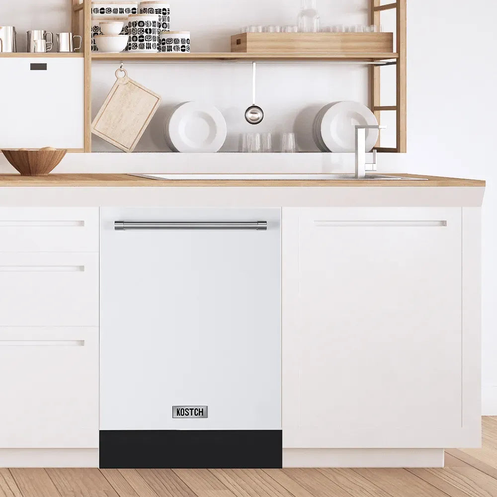 Built-in top control dishwasher installed under a kitchen counter