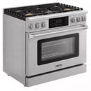 Kostch 36-Inch Tilt Panel Gas Range with 6 Sealed Burners & 6 Cu. Ft. Convection Oven in Stainless Steel (KOS-36RG07T-S)