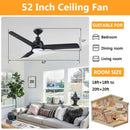 Parrot Uncle 52-Inch Cason Industrial Downrod Mount Reversible Ceiling Fan with LED Lighting and Remote Control (BBLAB011A)