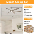 Parrot Uncle 72-Inch Jaydn Farmhouse DC Motor Downrod Mount Reversible Ceiling Fan with Lighting and Remote Control