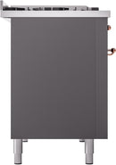 ILVE Nostalgie II 48-Inch Freestanding Natural Gas Dual Fuel Range in Matte Graphite with Copper Trim (UP48FNMPMGP)