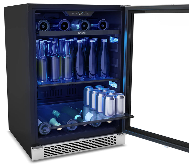 Brisas 24 in. 8-Bottle and 112-Can Single Zone Beverage Cooler in Stainless Steel (BBV24C01AG)