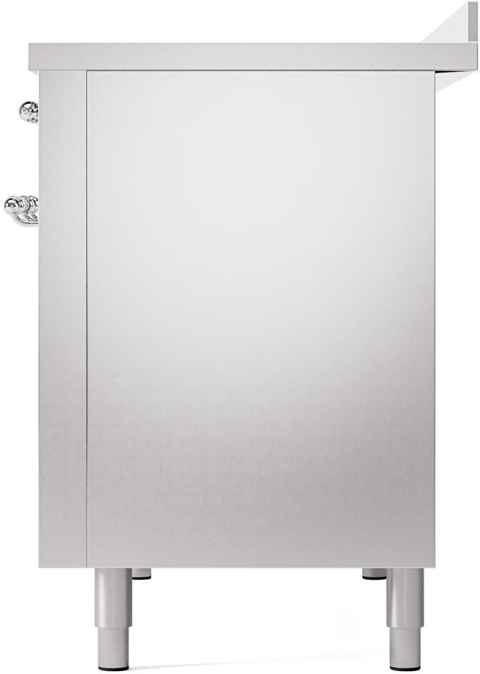 Stainless steel freestanding side panel with chrome leg feet