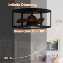 Parrot Uncle 20-Inch Kanpur Industrial Flush Mount Reversible Ceiling Fan with LED Lighting and Remote Control (A531101CC110V)