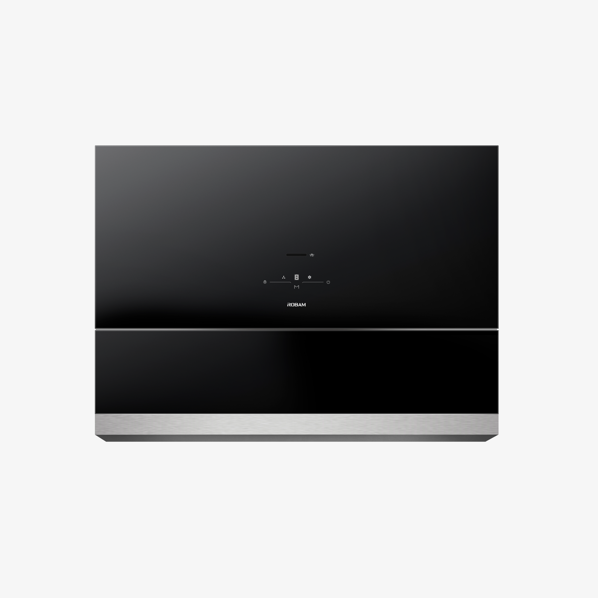 ROBAM R-MAX black tempered-glass range hood front panel with touch controls