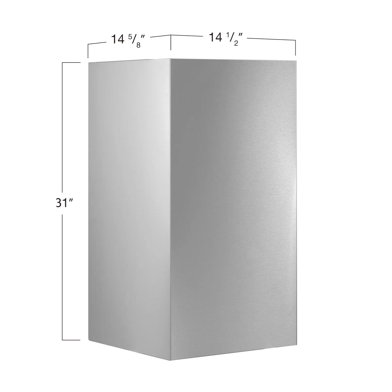 Stainless steel chimney extension panel, 31 in height, 14 1/2 in width
