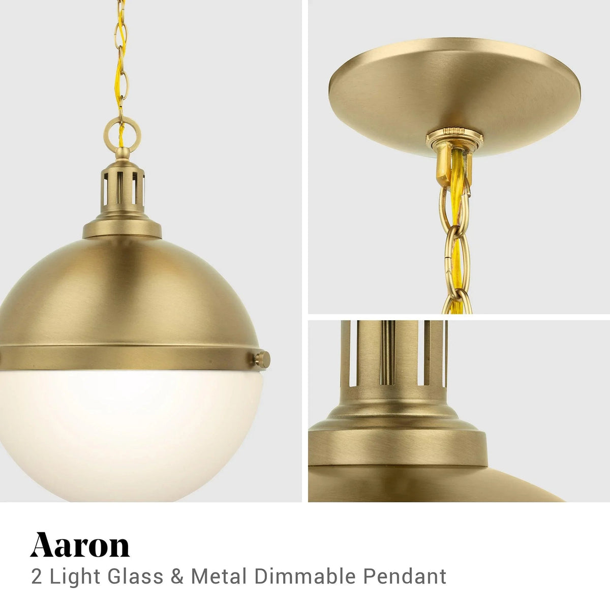 Gold island pendant glass globe shade with ribbed socket housing and hanging chain