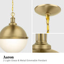 Parrot Uncle Aaron 12-Inch 2-Light Gold Dimmable Island Pendant Light (AA401G)