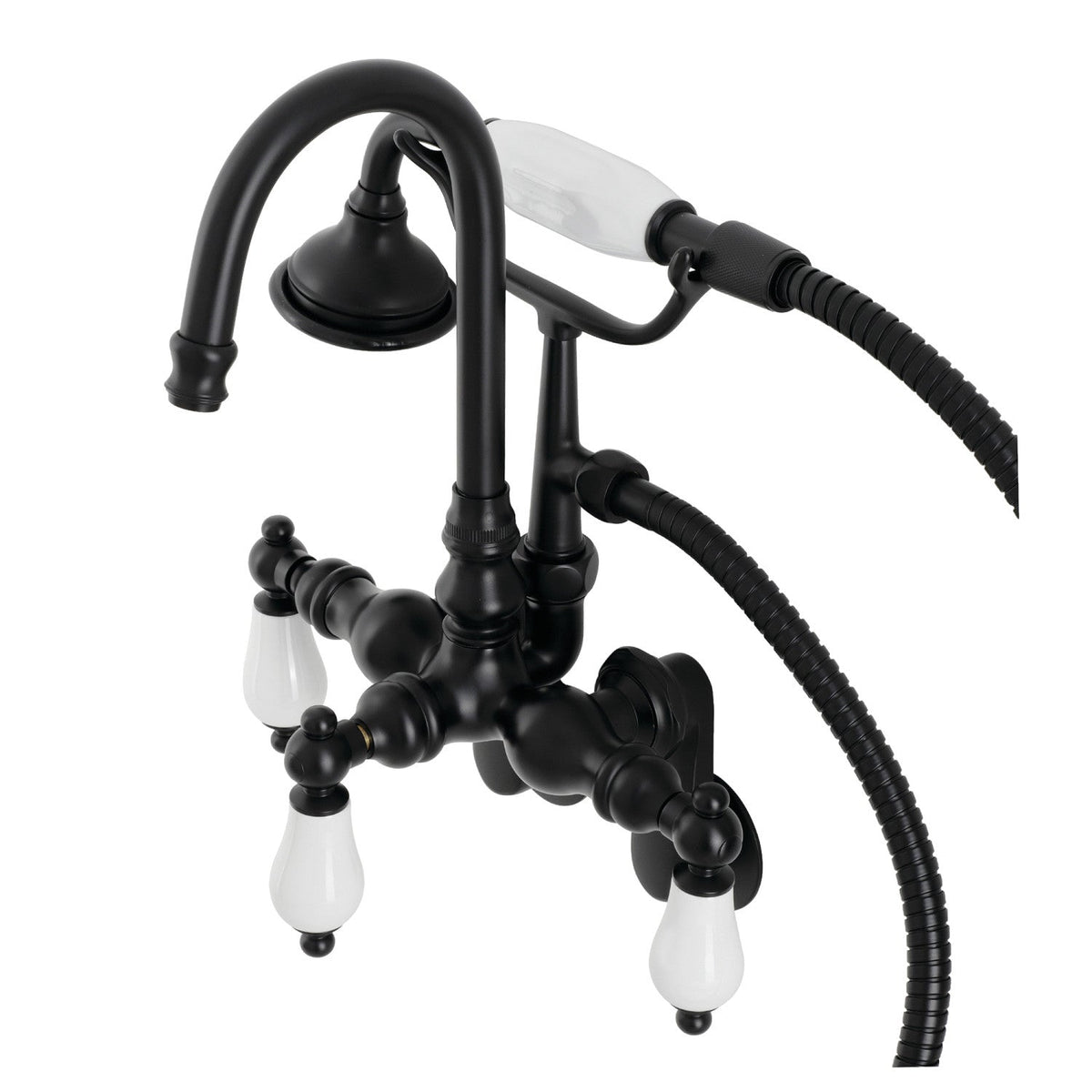 Aqua Vintage Wall Mount Clawfoot Tub Faucets in Matte Black