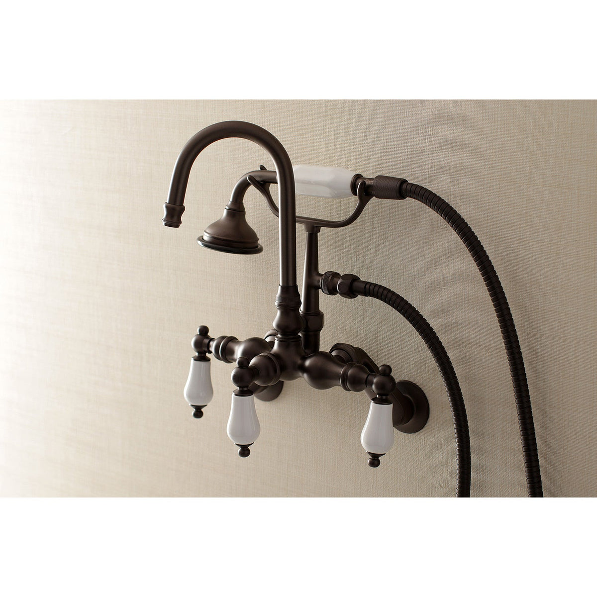 Aqua Vintage Wall Mount Clawfoot Tub Faucets in Oil Rubbed Bronze